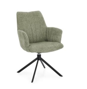 Esszimmerstuhl Alexander drehbar in Olive mit hochwertigem Stoffbezug und modernem Design