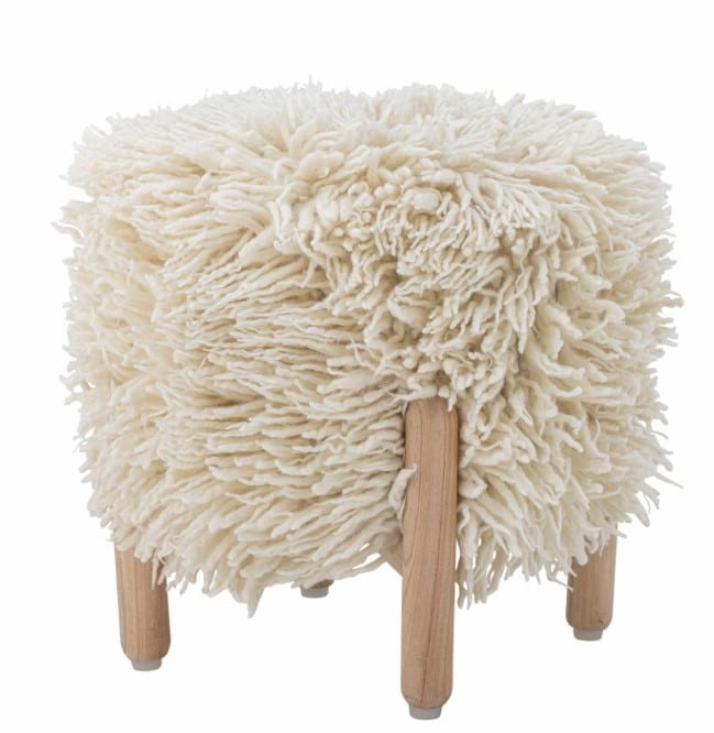 Hocker Lomba moderner Sitzhocker aus Holz und Stoff für Wohnzimmer und Büro