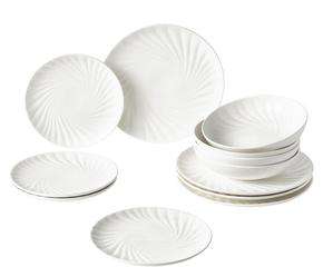 Porzellan Geschirr-Set Malina für 4 Personen, 12-teiliges Set in elegantem Design, ideales Geschirr für festliche Anlässe und den täglichen Gebrauch.