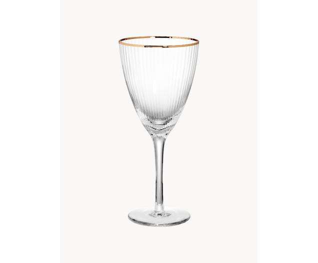 Weingläser im Art Deco Stil "Golden Twenties", Set mit 4 eleganten Gläsern für besonderen Genuss von Wein und Sekt.