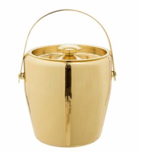 Eleganter Eiskübel in Gold mit modernem Design, ideal für Partys und besondere Anlässe. Perfekt zum Kühlen von Getränken und als stilvolles Accessoire für Ihre Bar.
