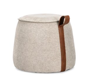 Beiger Pouf ANILA rund 50x42 cm Sitzhocker moderner Hocker Wohnzimmerdekoration