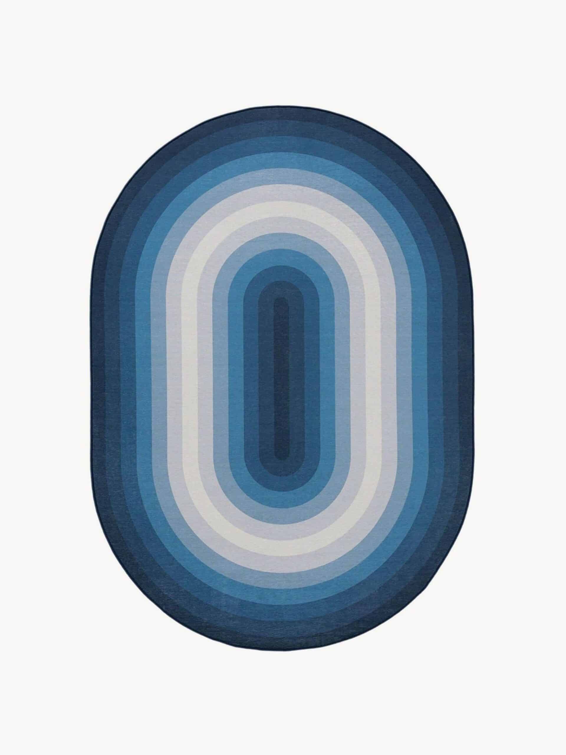 Ovaler blauer Teppich in den Maßen 140 x 200 cm für modernes und stilvolles Wohnen
