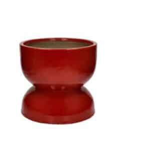 Übertopf aus Eisen mit roter Emaille, Durchmesser 29 cm, Höhe 27 cm, dekorativer Pflanzkübel