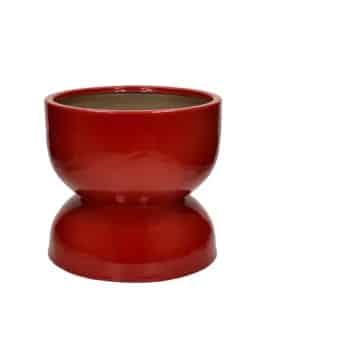 Übertopf aus Eisen mit roter Emaille, Durchmesser 29 cm, Höhe 27 cm, dekorativer Pflanzkübel