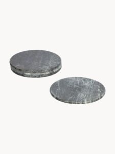 Marmor-Untersetzer Tressa 4 Stück weiß grauer Marmor edles Design hitzebeständig langlebig